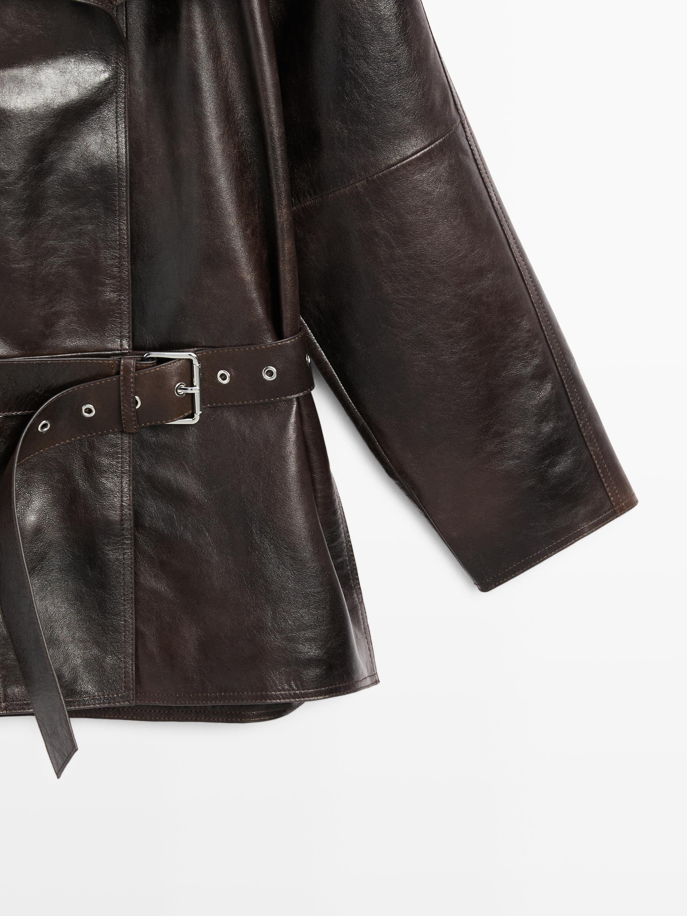Nappa leather jacket with belt